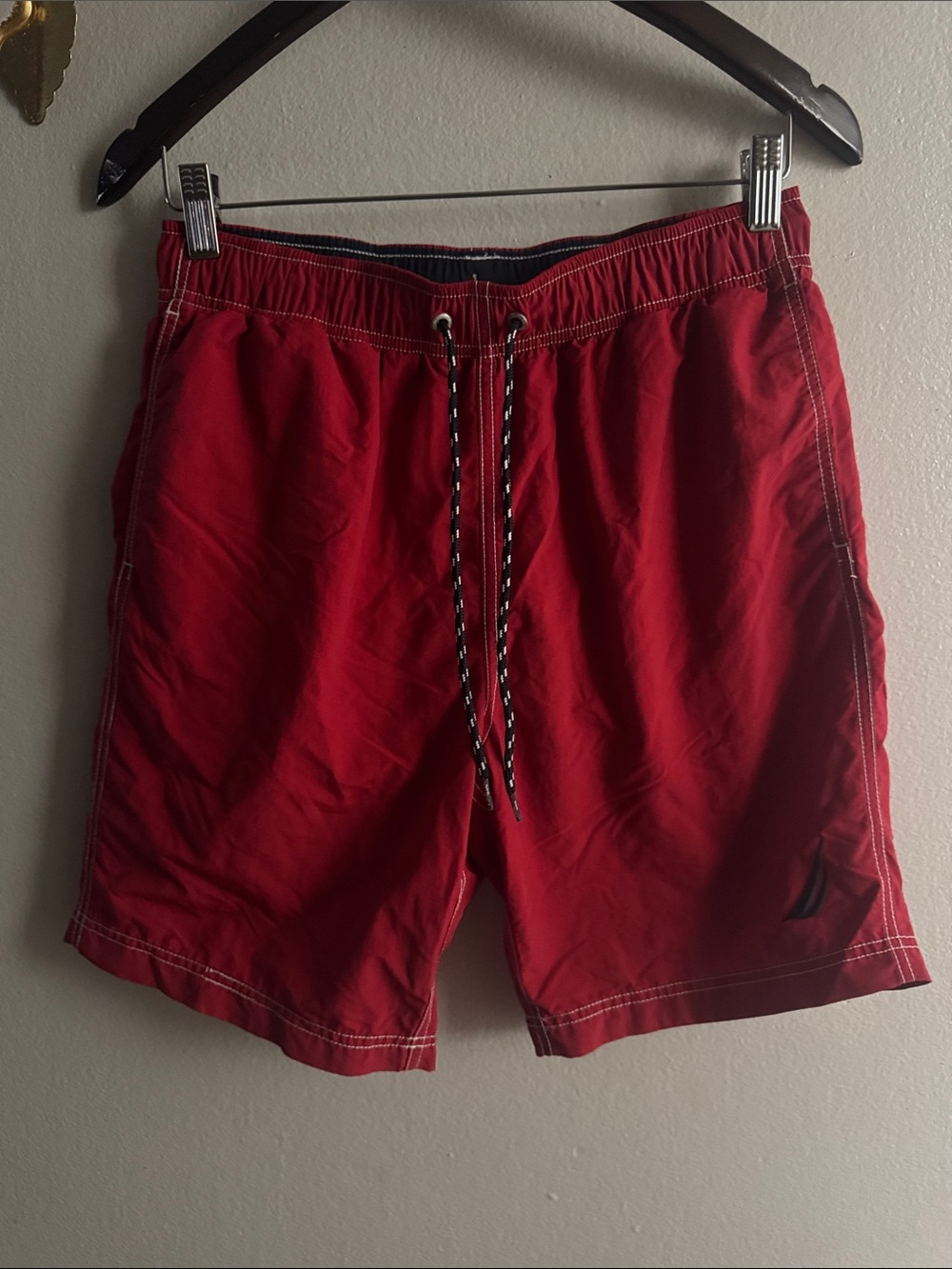 Nautica Red Men's Swim Trunks with Drawstring